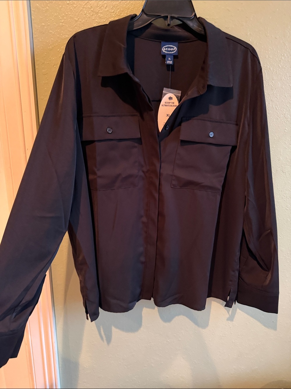Scoop NYC Black Button-Front Utility Shirt